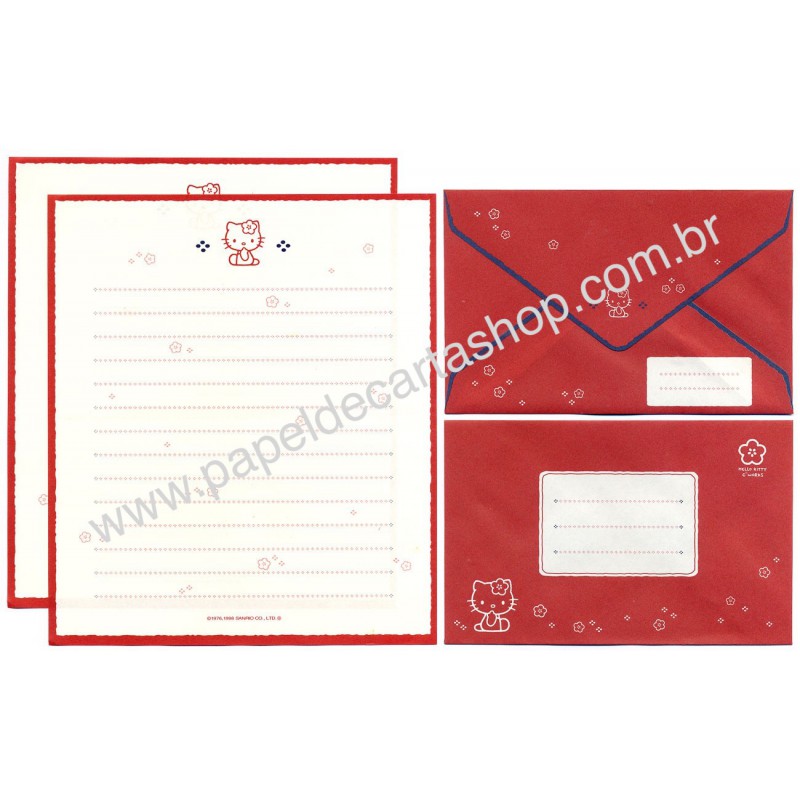 Ano 1998. Conjunto de Papel de Carta Hello Kitty CCVM Sanrio