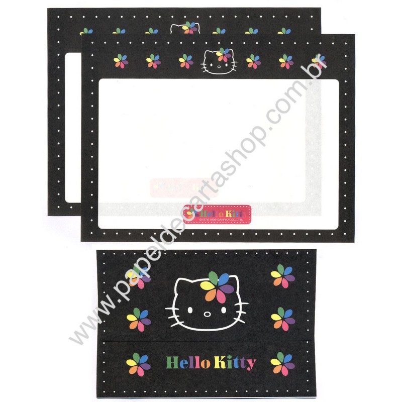 Ano 1999. Conjunto de Papel de Carta Hello Kitty Colors CBL Sanrio