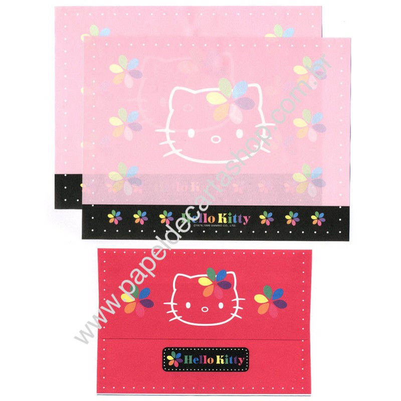 Ano 1999. Conjunto de Papel de Carta Hello Kitty Colors CRS Sanrio