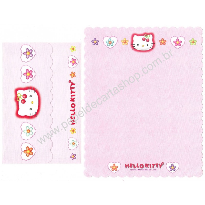 Ano 1999. Conjunto de Papel de Carta Hello Kitty Cherry 2 Sanrio