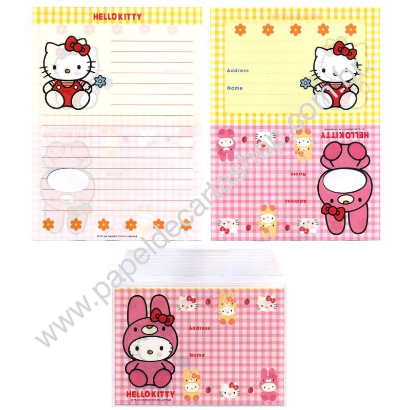 Ano 1999. Conjunto de Papel de Carta Hello Kitty Dupla Sanrio