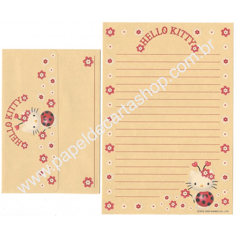 Ano 2000. Conjunto de Papel de Carta Hello Kitty Lady Bug Sanrio