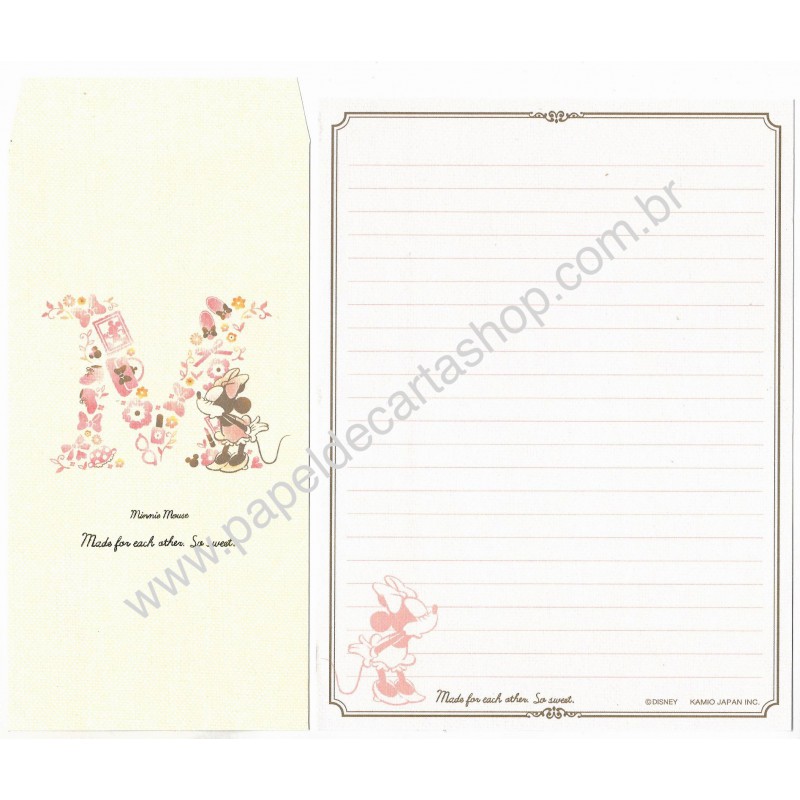 Conjunto de Papel de Carta Minnie Mouse M Disney Kamio Japan