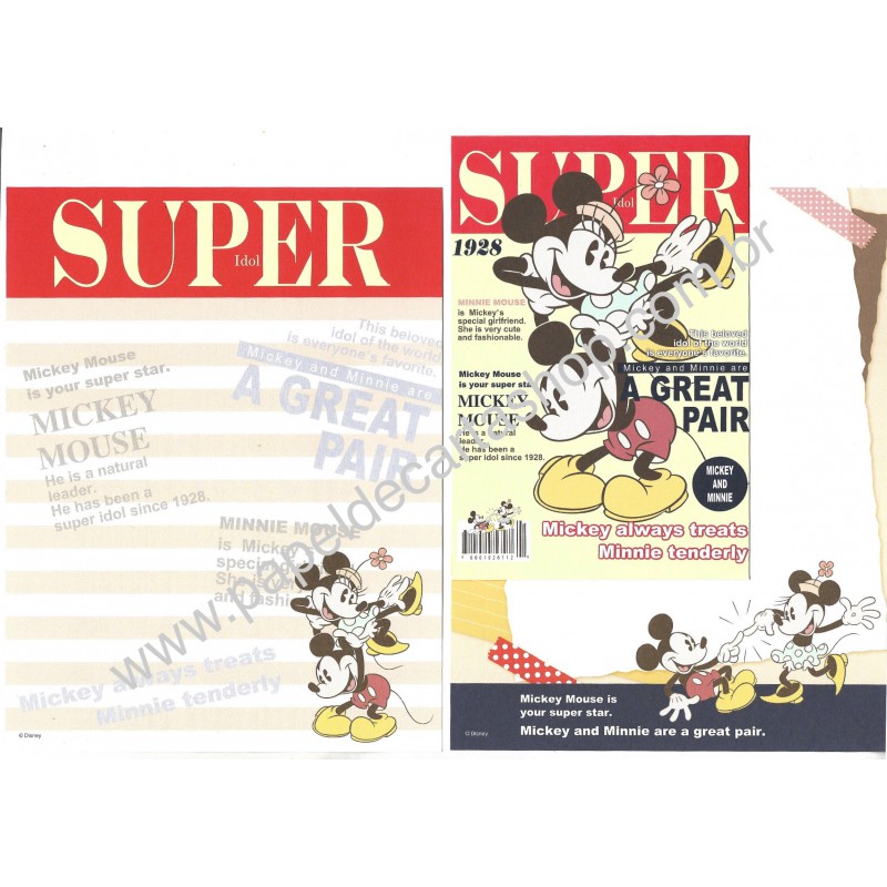 Conjunto de Papel de Carta Mickey Mouse Super Disney