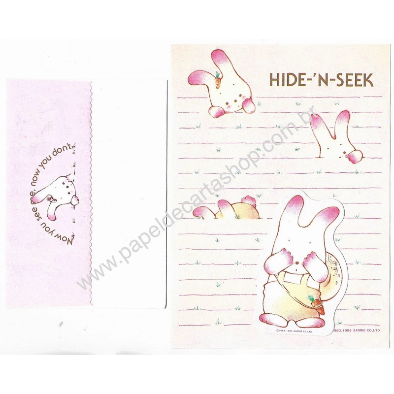 Ano 1984. Conjunto de Papel de Carta Hide-'N-Seek Sanrio