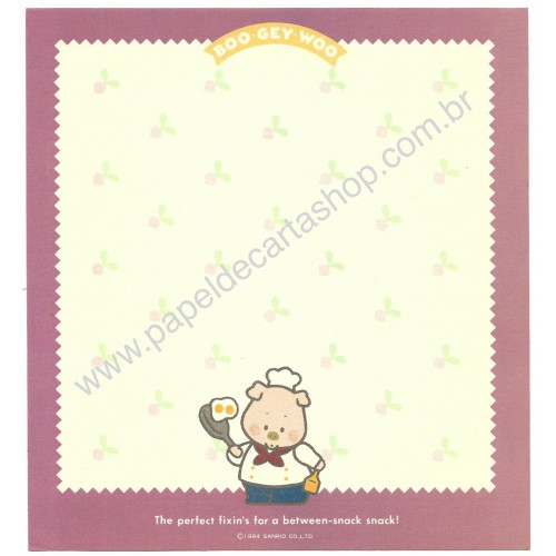 Ano 1984. Papel de Carta BOO GEY WOO Fresh Menu CRS Sanrio