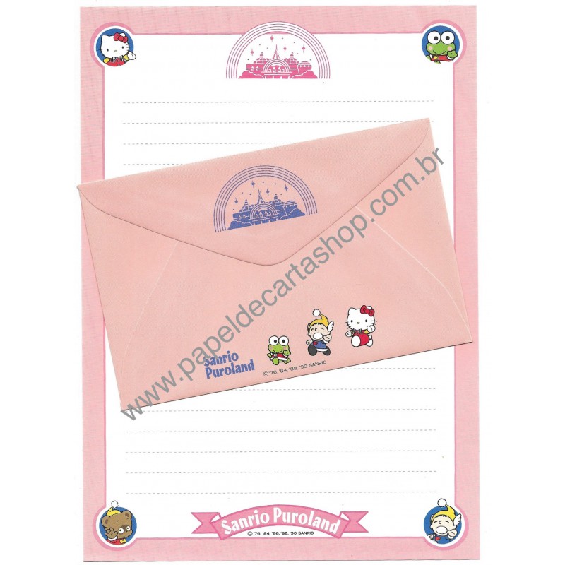 Ano 1990. Conjunto de Papel de Carta Fantastic World Sanrio Puroland