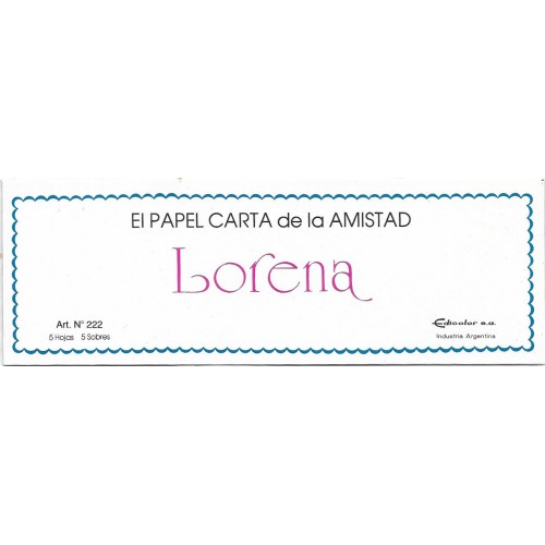Conjunto de Papel de Carta Importado Lorena 02 Edicolor Argentina
