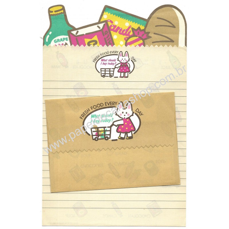 Ano 1979. Conjunto de Papel de Carta Puppie Luv Fresh Vintage Sanrio