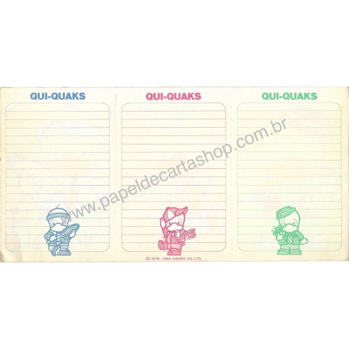 Ano 1984. Papel de Carta Qui-Quaks Vintage Sanrio