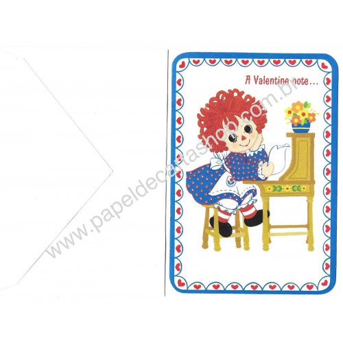 Ano 1974. Notecard Importado Raggedy Ann Valentines 3 Hallmark