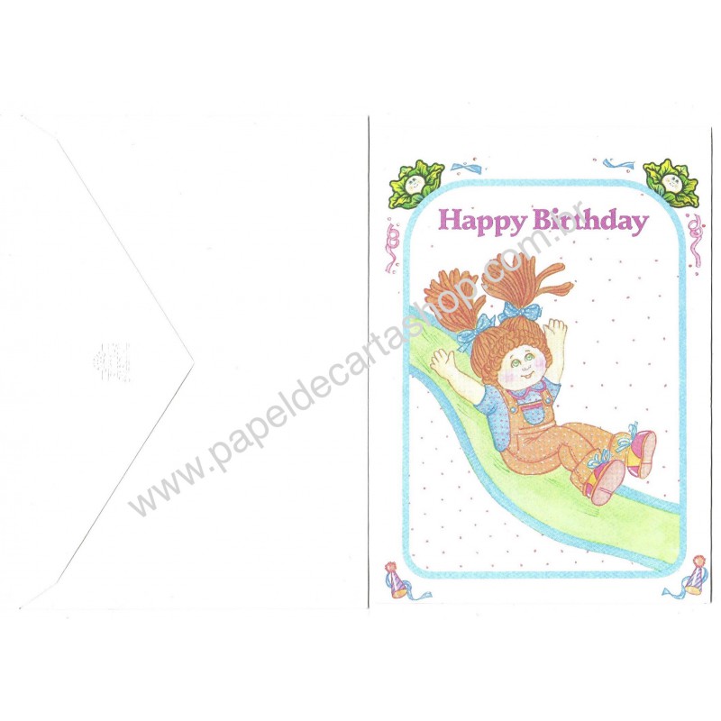 Ano 1983. Notecard Importado Cabbage Patch Kids Happy Birthday