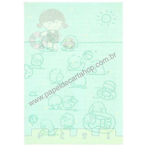 Conjunto de Papel de Carta Antigo Blue Yükari Japan