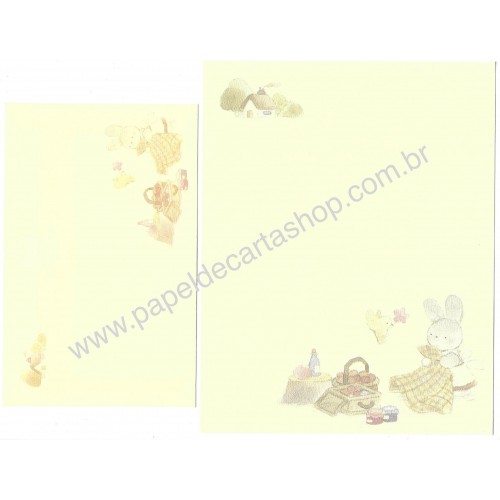 Conjunto de Papel de Carta Antigo Bunny Warabe Kimika Japan