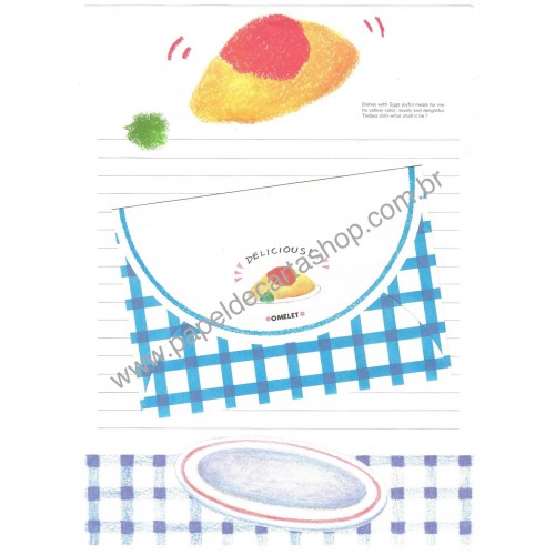 Capa & Conjunto de Papel de Carta Antigo Egg Cooking Midori Japan