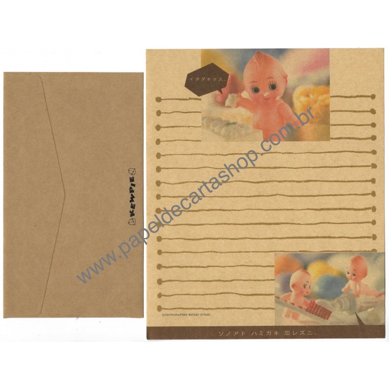 Conjunto de Papel de Carta Antigo Kewpie Kraft Japan