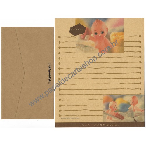 Conjunto de Papel de Carta Antigo Kewpie Kraft Japan