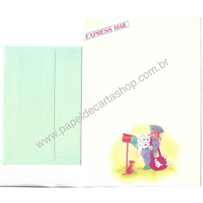 Conjunto de Papel de Carta Antigo (Vintage) Express Mail Japan