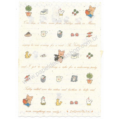 Ano 1989. Conjunto de Papel de Carta Zashikibuta CBE Sanrio Vintage