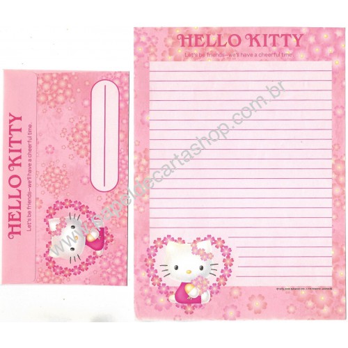 Ano 2000. Conjunto de Papel de Carta Hello Kitty Cheerful Time Sanrio