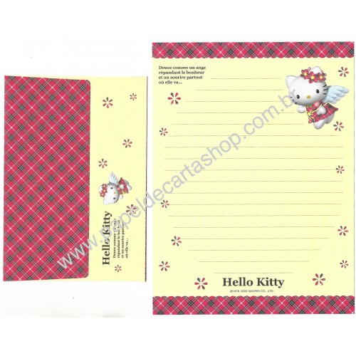 Ano 2002. Conjunto de Papel de Carta Hello Kitty Angel CVM Sanrio