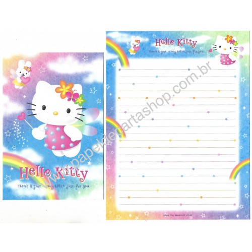 Ano 2002. Conjunto de Papel de Carta Hello Kitty Spot Sanrio