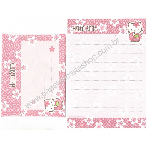 Ano 2006. Conjunto de Papel de Carta Hello Kitty Quimono Sanrio