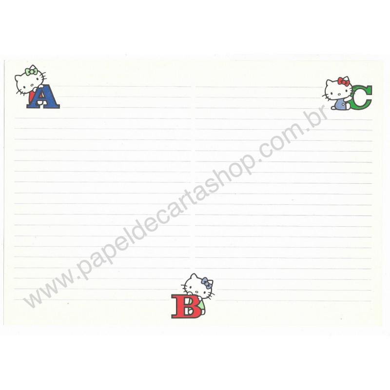 Ano 1976. Papel de Carta Hello Kitty ABC Vintage Sanrio