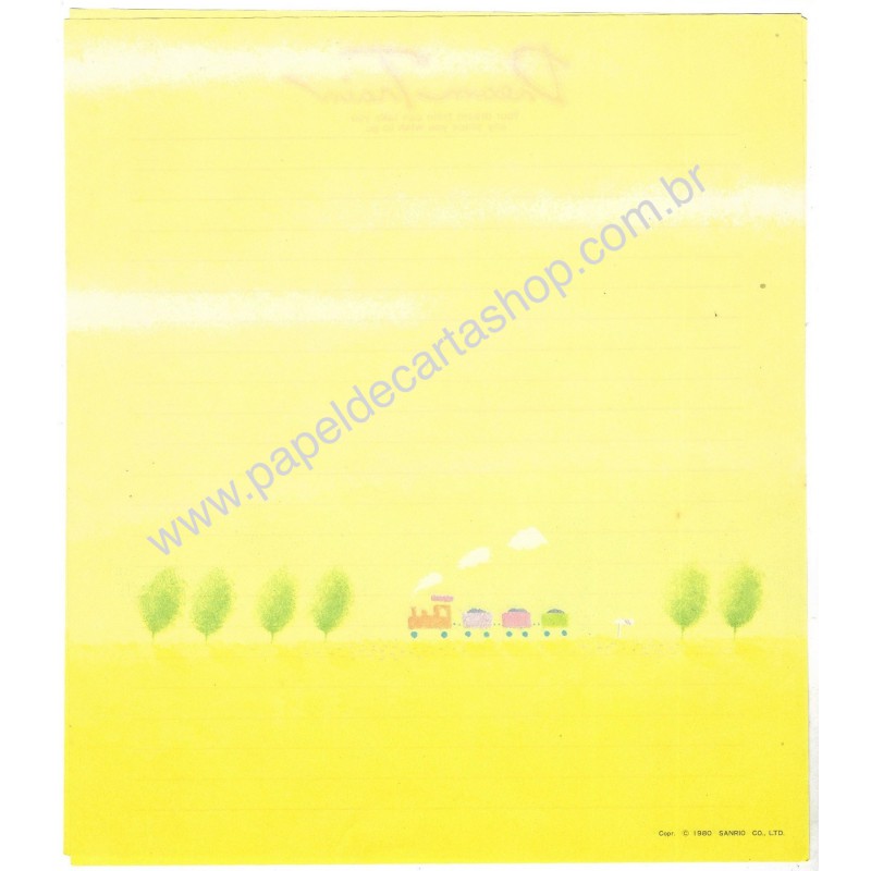 Ano 1980. Papel de Carta Dream Train CAM Sanrio