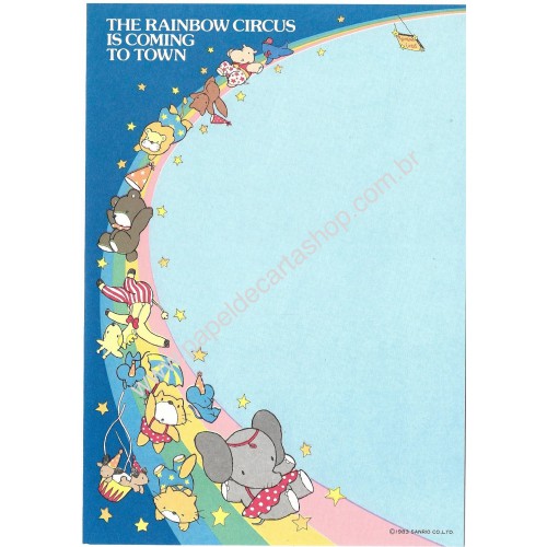 Ano 1983. Papel de Carta The Rainbow Circus AZ Sanrio Vintage