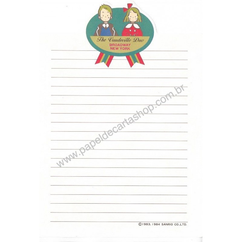 Ano 1984. Papel de Carta Vaudeville Duo M Vintage Sanrio