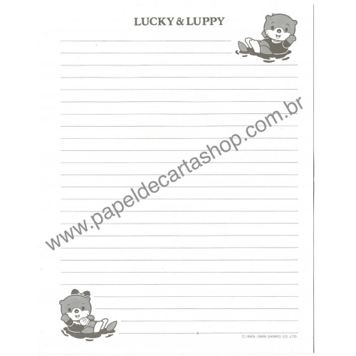 Ano 1989. Papel de Carta Lucky & Luppy Vintage Sanrio