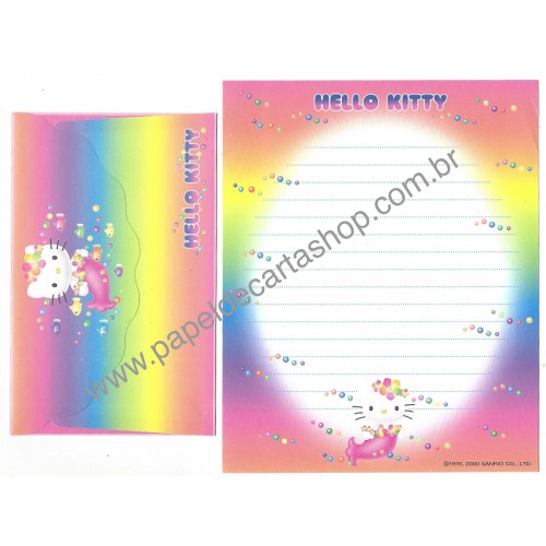 Ano 2000. Conjunto de Papel de Carta Hello Kitty Mermaid Vintage Sanrio