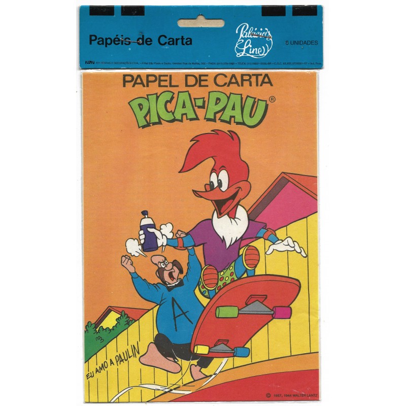 Bloco Papel de Carta Antigo Coleção Palacio's Line Pica-Pau Mod C