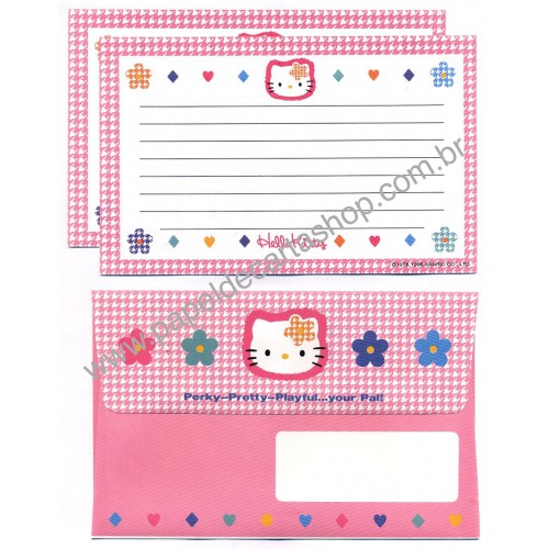 Ano 1996. Conjunto de Papel de Carta Hello Kitty Perky Sanrio