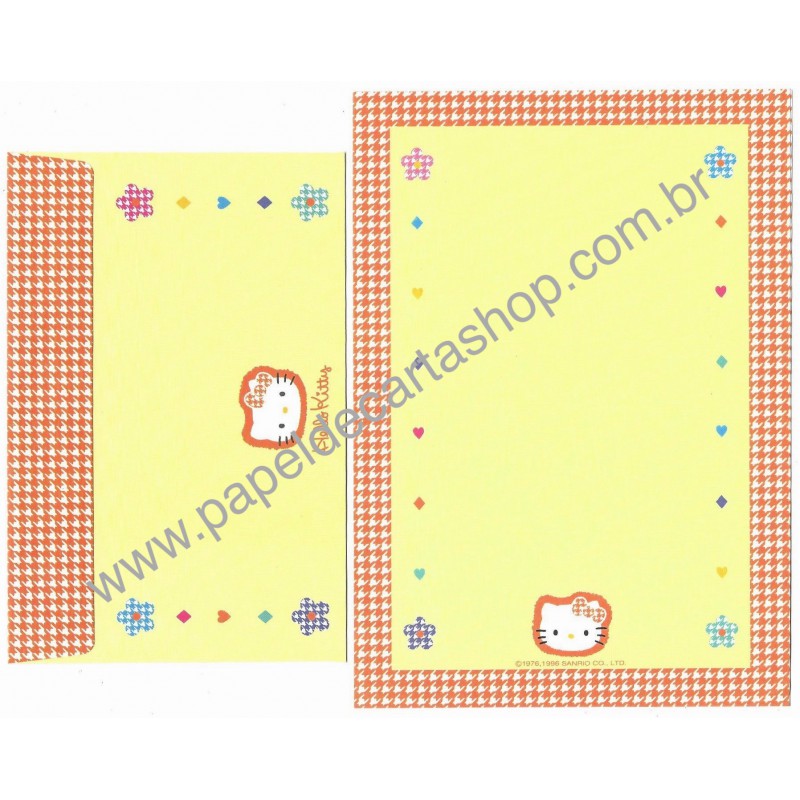 Ano 1996. Kit 4 Conjuntos de Papel de Carta Hello Kitty Perky Sanrio