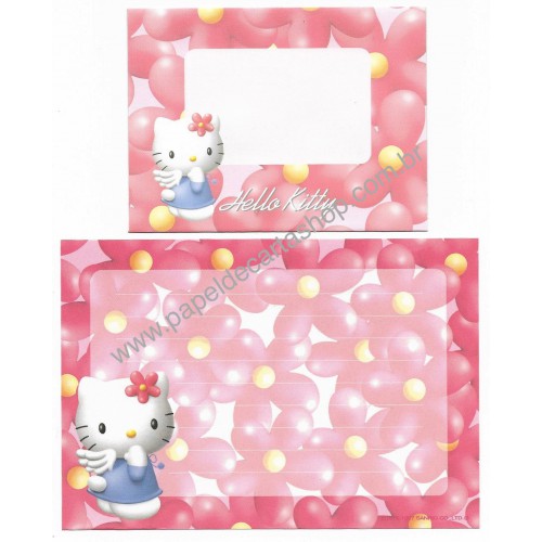 Ano 1997. Conjunto de Papel de Carta Hello Kitty Flores P Sanrio