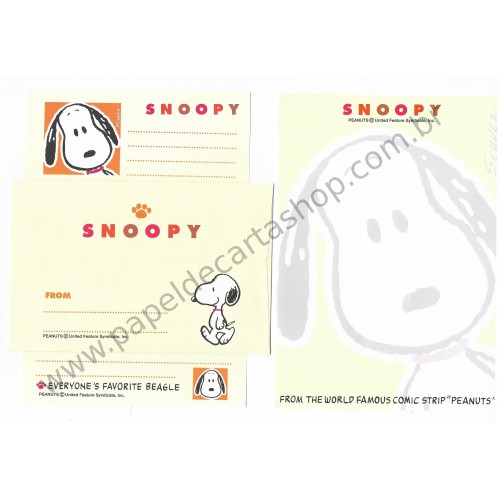 Kit 2 Conjuntos de Papel de Carta Snoopy CLA PL Antigo Peanuts Japan