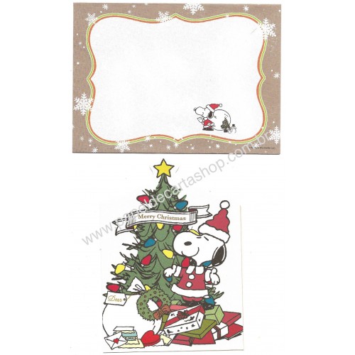 Conjunto de Papel de Carta Antigo Snoopy Merry Christmas Hallmark