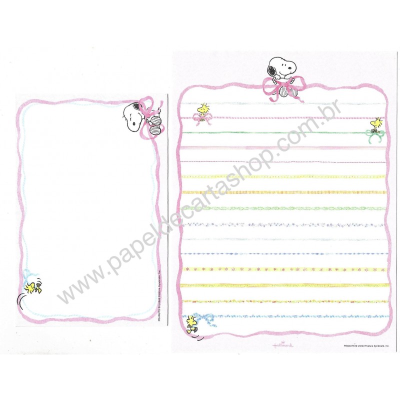 Conjunto de Papel de Carta Snoopy & Woodstock Ribbon Nihon Hallmark