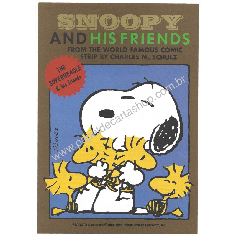 Conjunto de Papel de Carta Snoopy and His Friends CMA Vintage Hallmark