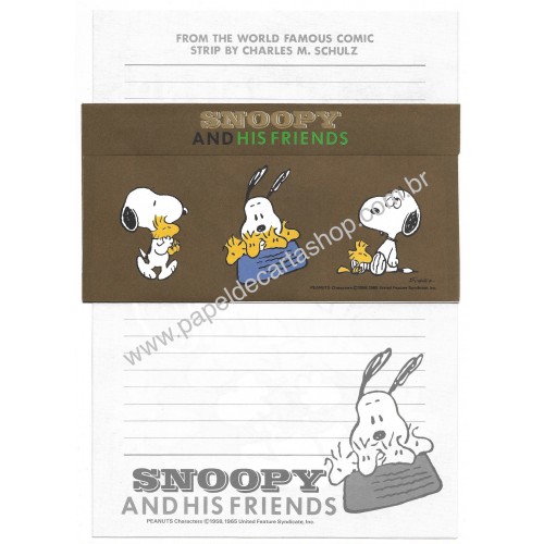 Conjunto de Papel de Carta Snoopy and His Friends CMA Vintage Hallmark