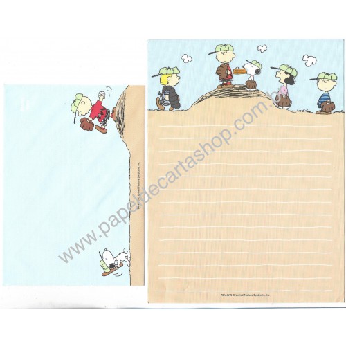 Conjunto de Papel de Carta Snoopy Antigo Vintage Baseball Peanuts