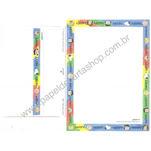 Conjunto de Papel de Carta Snoopy & Friends Colorss Antigo Peanuts japan