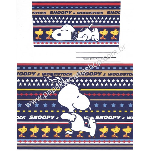 Conjunto de Papel de Carta Snoopy Antigo Vintage Sleepy Peanuts japan