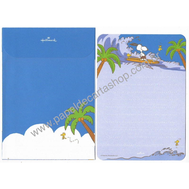 Conjunto de Papel de Carta Snoopy Beach 2 Vintage Peanuts Hallmark