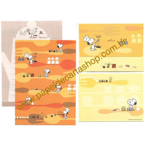 Conjunto de Papel de Carta Snoopy Cooking Antigo Vintage Peanuts