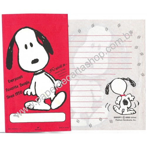 Conjunto de Papel de Carta Snoopy RED Vintage Hallmark