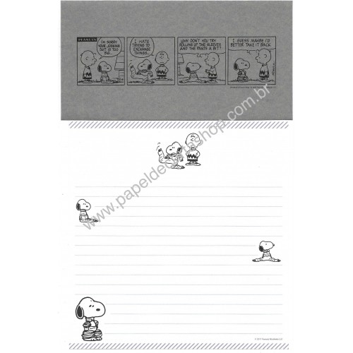 Conjunto de Papel de Carta Snoopy Vintage Silver Sun-Star Japan 2017