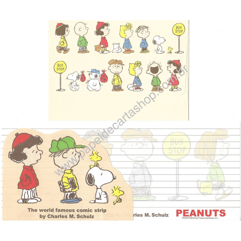 Conjunto de Papel de Carta VIntage Bus Stop Peanuts Sanrio Japan